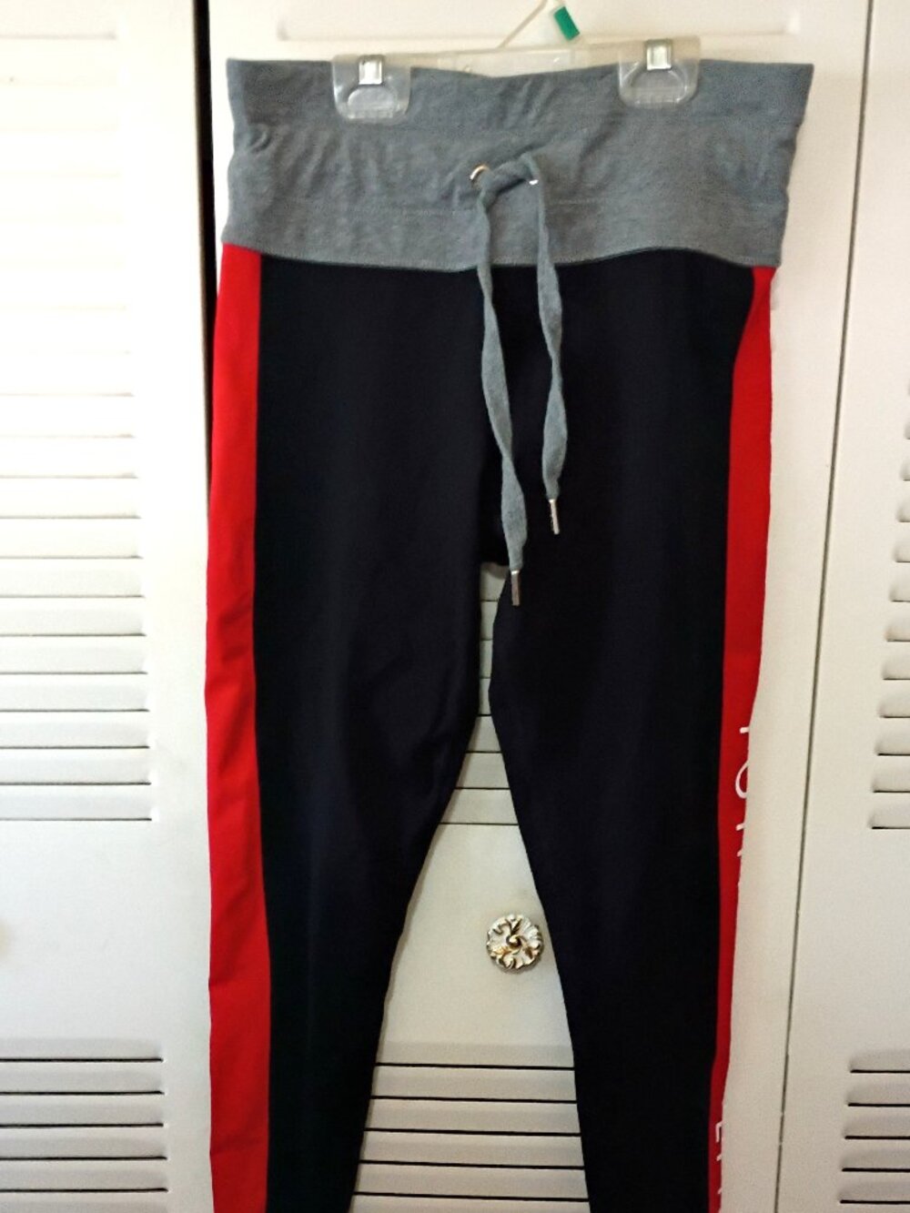 TOMMY HILFIGER Sport Black Logo Side Stripe Jersey Leggings Pants XS Ladies